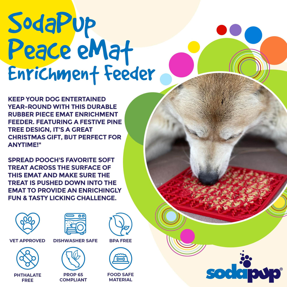 "Peace" Christmas Tree eMat - Enrichment Lick Mat for Dogs and Cats | Christmas Tree design | SodaPup