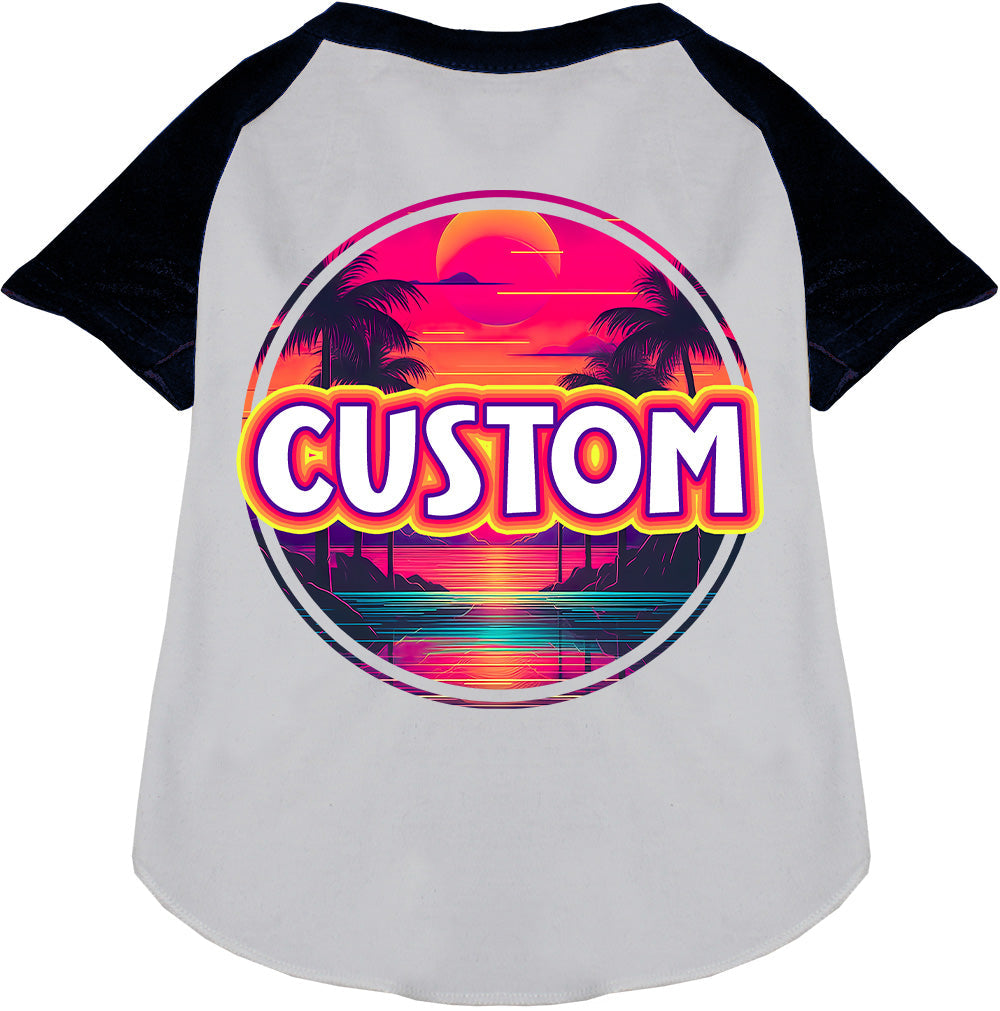 Custom Neon Beach Sunset Pet Raglan Shirts