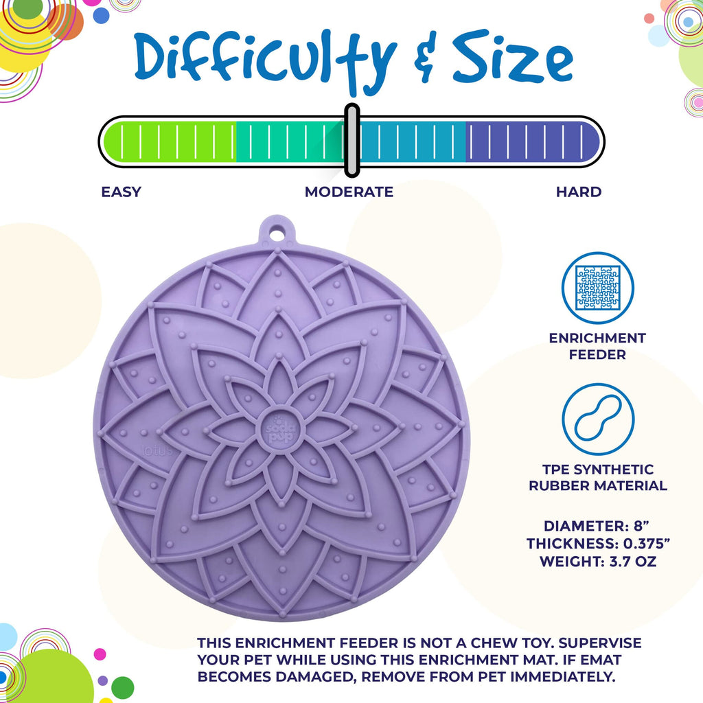 Lotus Design eMat - Enrichment Lick Mat For Dogs and Cats - With Suction Cups | USA Made