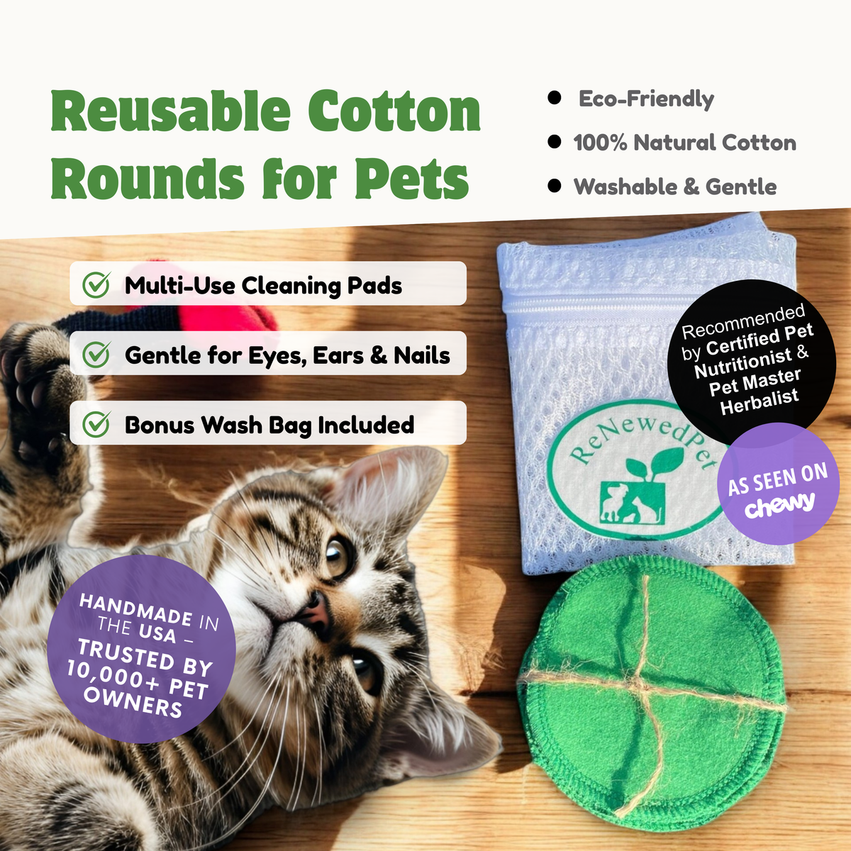 4-ALL PETS REUSABLE COTTON PADS