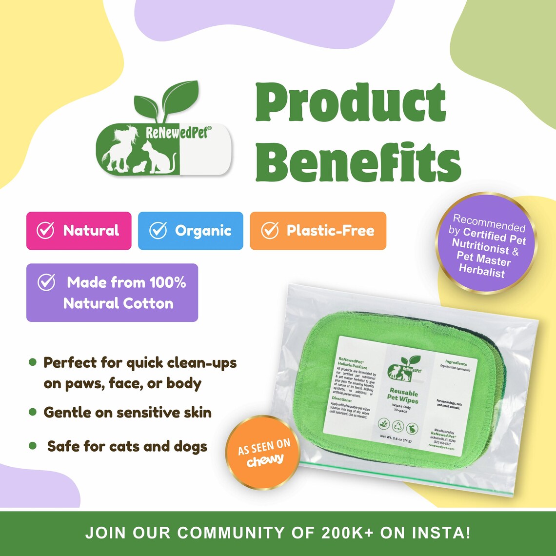 4-ALL PETS REUSABLE PET WIPES
