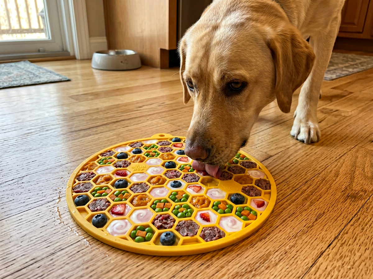 Honeycomb Design eMat - Enrichment Lick Mat For Dogs and Cats - With Suction Cups | USA Made